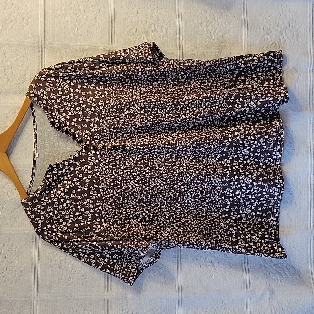 Brown & White Floral Top